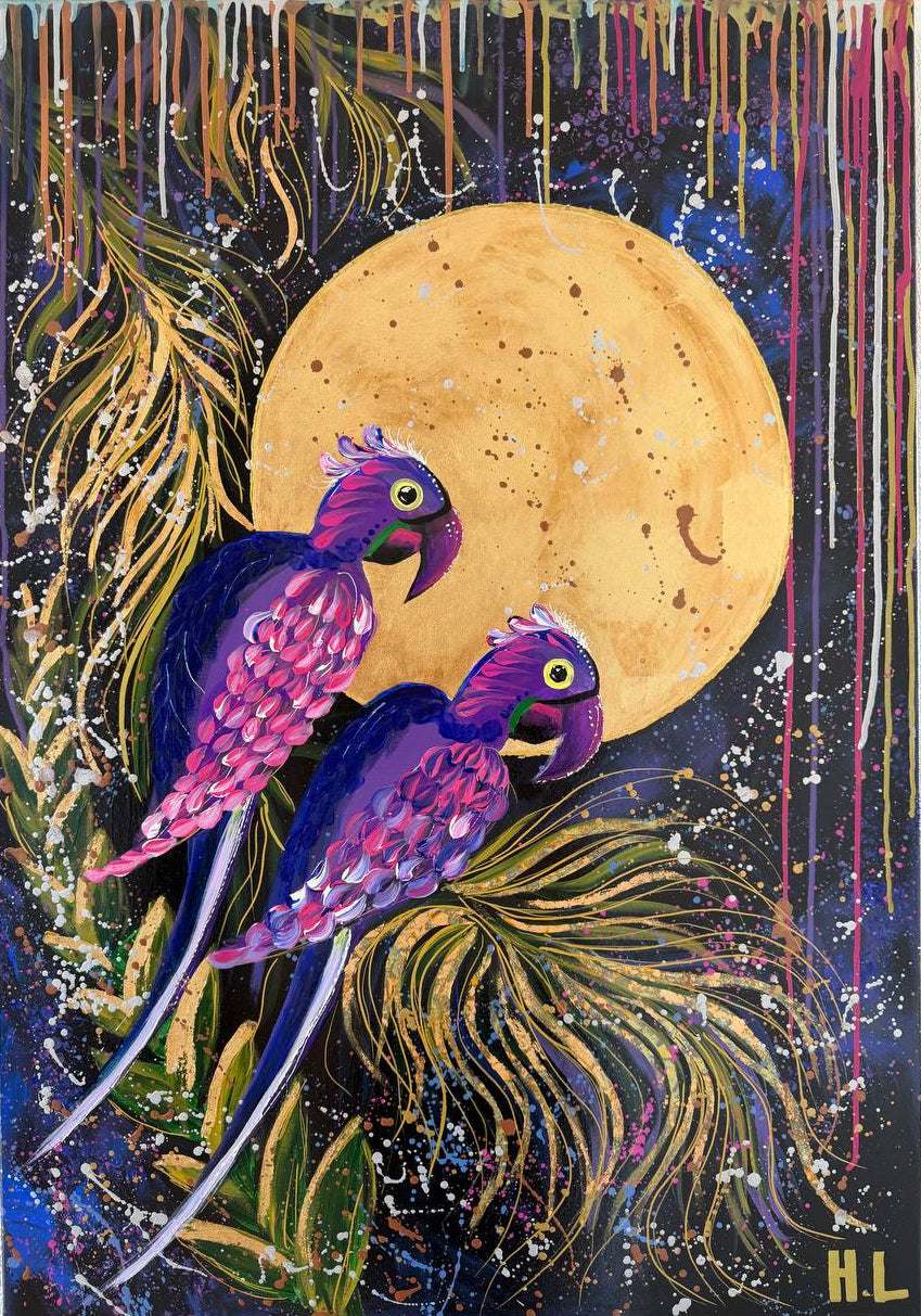 Two parrots in paradise